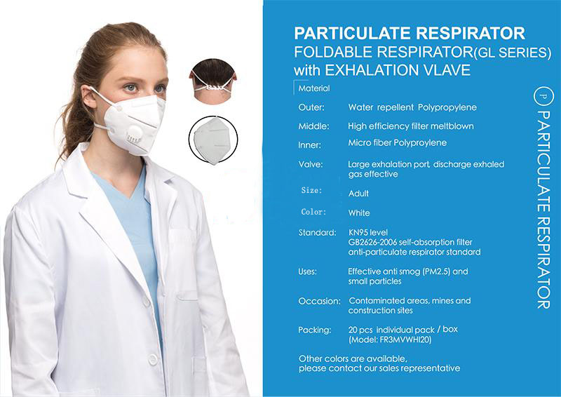 KN95 Face Masks Foldable Respirator with Exhalation Valve 1